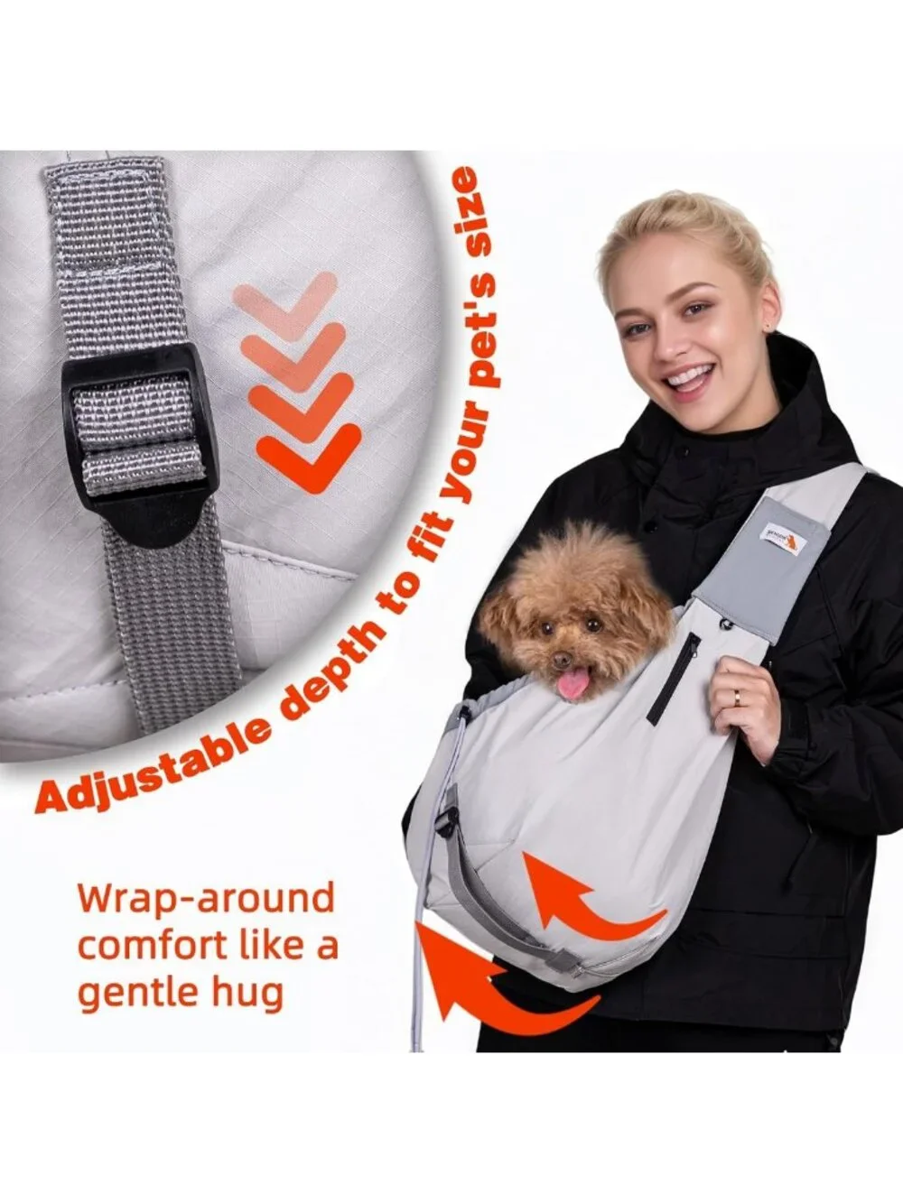 Cozy Dog Carrier Sling for Small Pets Up to 20lbs, Hands-Free Travel Backpack